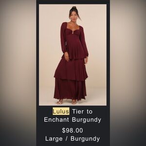 Lulus Elegant Burgundy Maxi Dress NWT